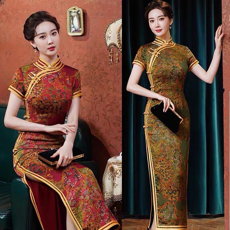 Sườn xám thượng hải Dáng Dài Sang Trọng size từ 47-65kg Nữ 0