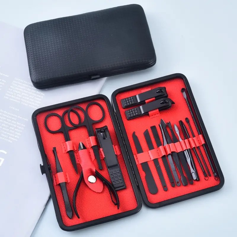 ED - 18 IN 1 - ALAT MANICURE PEDICURE HITAM SET PREMIUM / GUNTING KUKU SET 2