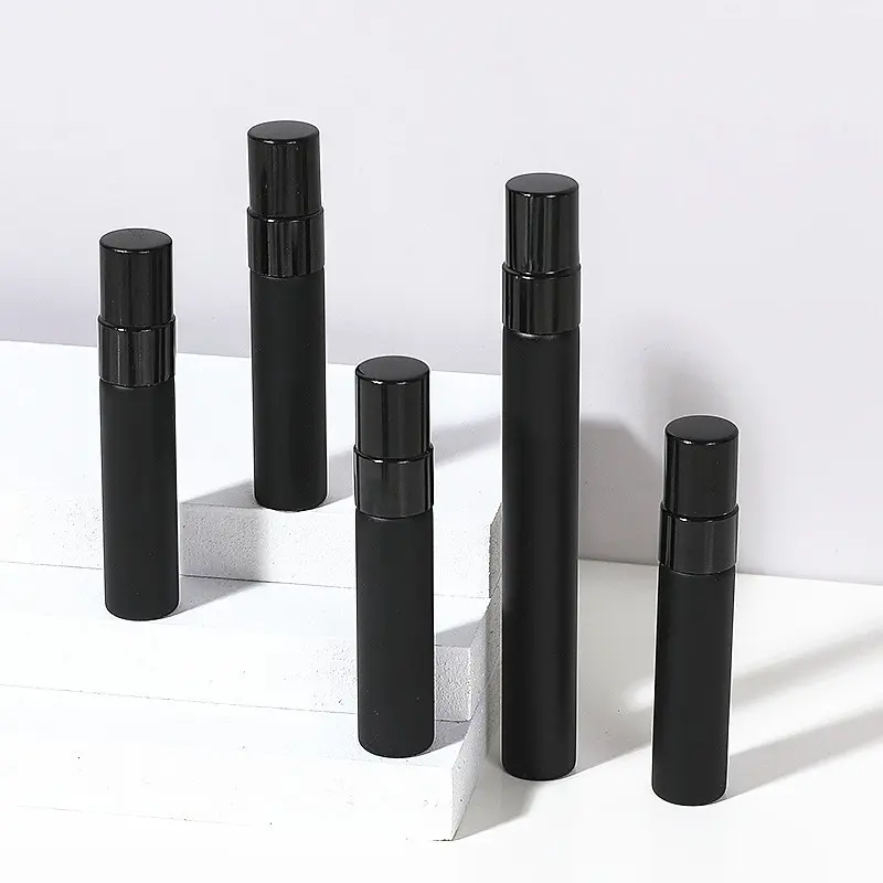 Chai Xịt Thủy Tinh, Màu Đen, Có Sẵn Trong 5ml Và 10ml, Bình Xịt Nước Hoa, Có Thể Nạp Lại, Thích Hợp Cho Du Lịch, Bình Xịt Sương Mịn, Chai Xịt Mẫu Nước Hoa Chất Lỏng, Chai Xịt Bình Xịt