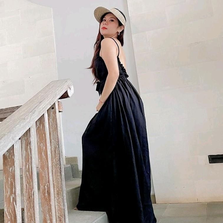 Dress Pantai Longdress Korean Backless seksi Polos 3