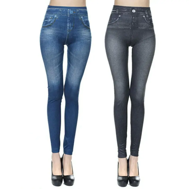 Quần Co Giãn Cho Nữ, Quần Jean Giả Polyester Dài Đến Mắt Cá Chân, Thoải Mái, Cho Gia Đình 2
