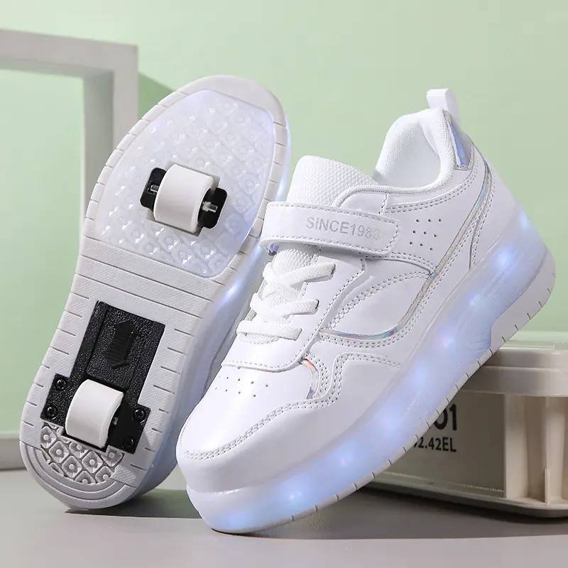 In Stock Children Heelys Skates Roller Skates the Skating Shoes Boys and Girls Sneaker 2024 Boys and Girls New Four-Wheel Heelys Sole Belt Skate Shoes Sliding Flat Hot Wheels Flying Skates