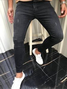 Men's Solid Color Distressed Slim Jeans, Street Fashion Casual Comfy Pocket Denim Pants for Daily Wear, Men's Bottoms for All Seasons, Cotton