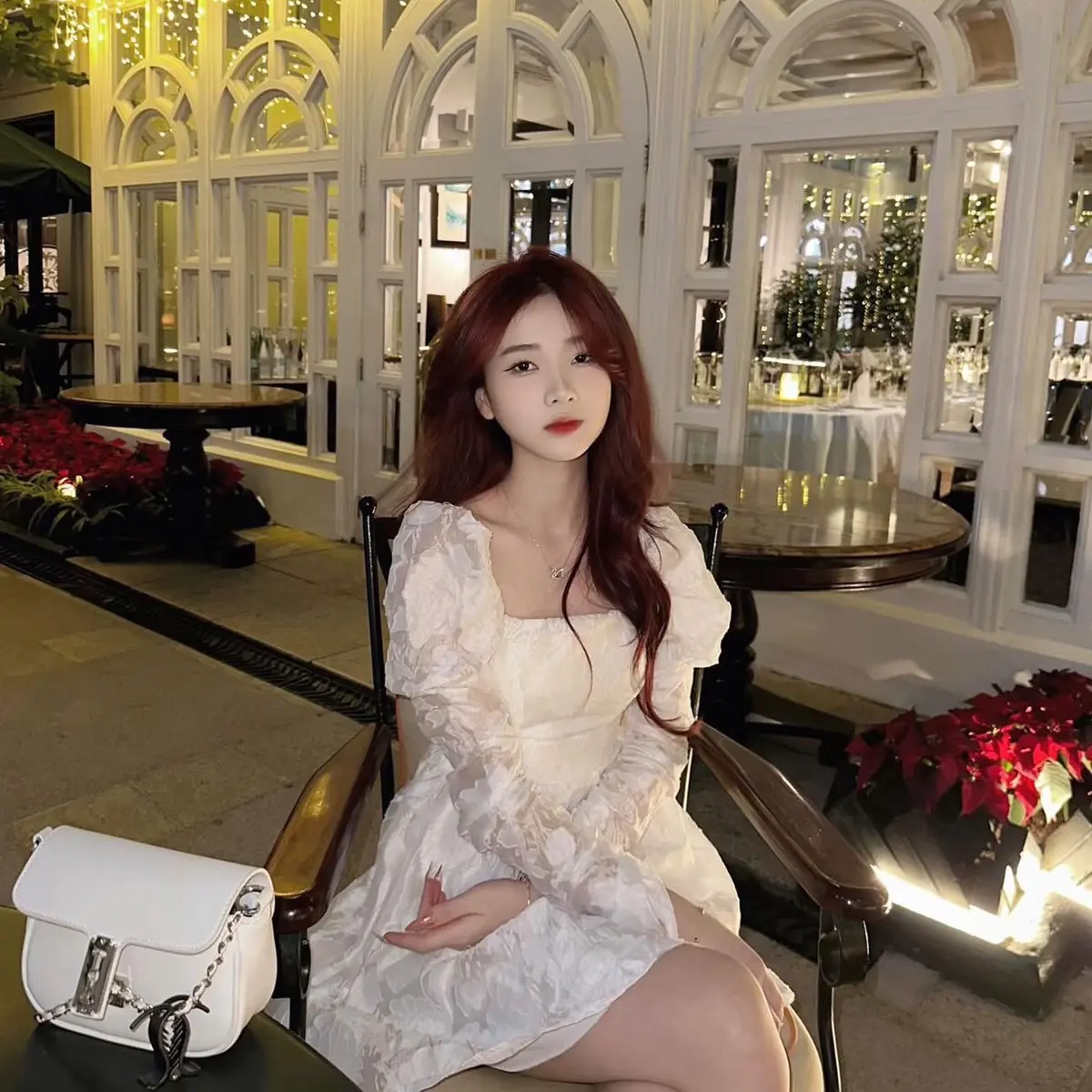 BDI.brand18-ĐẦM REN TRẮNG TAY PHỒNG CÓ CÚP NGỰC SIÊU HOT Nữ Váy Women Nhung Women Nhung