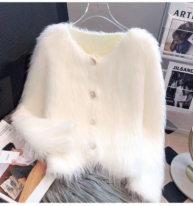 Product Introduction of Áo Khoác Len Cardigan Dệt Kim, Len Giống Lông Chồn, Dành Cho Nữ, Quần Áo Mùa Thu Và Mùa Đông, Dày Dặn, Hàng Mới Về, Ngắn, Ngắn, Mềm Mại Và Nếp, Sản Phẩm Châu Âu Phổ Biến Năm 2025 6