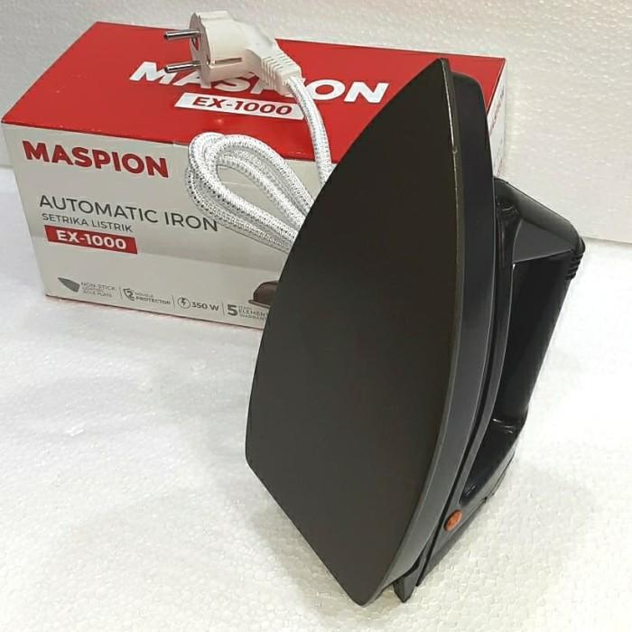 [AFF1] Maspion Setrika EX-1000 Original Setrika Listrik 350 Watt Hemat Listrik Cepat Panas Alas Anti Lengket Thermostat Thermofuse Lampu Indikator Pengatur Suhu Body Ringan Setrika Kering Pakaian Rumah Tangga Garansi Resmi SNI 1 Tahun Ori Bergaransi