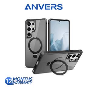 Anvers Samsung Galaxy S25 Ultra/S25 Plus/S25/S24/S23 Magnetic Case With Stand Hard Back Soft Edge