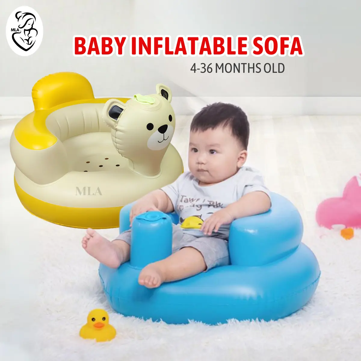 Inflatable Portable Baby Chair Bear Design Feeding Sofa With Air Pump For Baby Seat Training