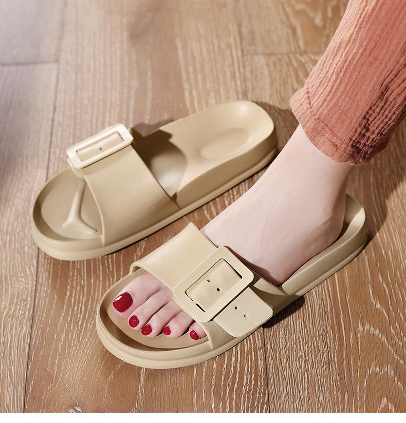 Product Introduction of Women's Slippers New Korean Style Fashion Slippers Outer Wear Internet Hot Casual Home Single Strap Slides Soft Bottom Comfortable Sandals 5