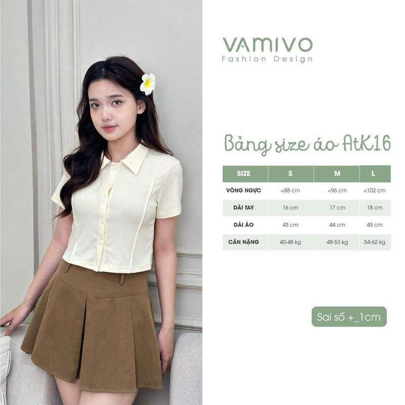 Áo thun có cổ nữ ATK17 Vamivo vải tăm Hàn, cổ đức siêu xinh 1