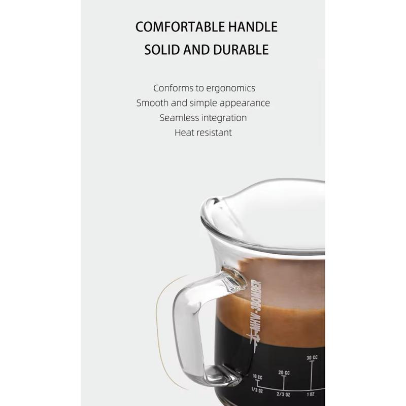 (Ready Stock)MHW-3BOMBER Double Espresso Shot Glass 2oz 80ml Double Spouts Espresso Measuring Cup Handle 6