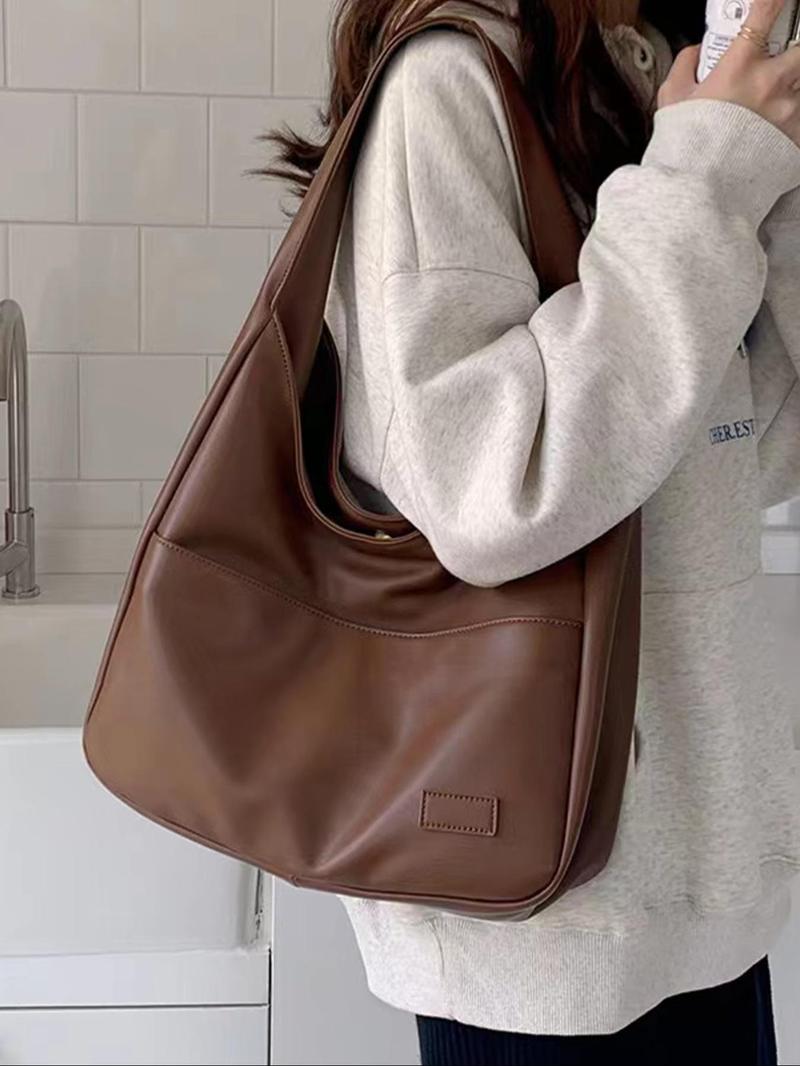 Product Introduction of Women's Retro Solid Color Hobo Bag, Simple Large Capacity Pu Leather Shoulder Bag for Work & School, Casual Versatile High-quality Commuting Bag for Daily Use Shoulder Bag for Women 15
