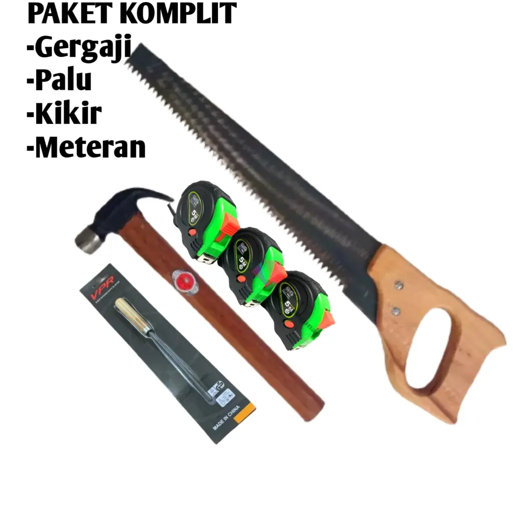 Paket murah - Gergaji Kayu - palu kambing dan meteran