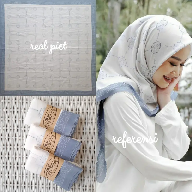 Hijab Voal Motif LUNA Series Kerudung  Segi  Empat  Square  Nyaman  Lembut 3