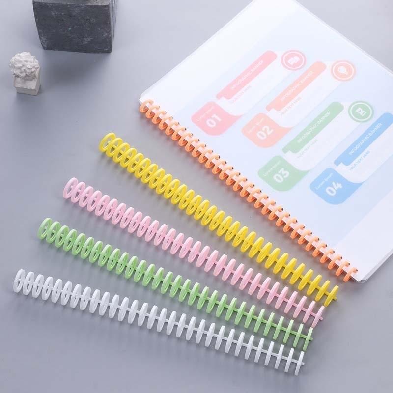  ￼Set 10 Thanh còng nhựa làm sổ nhiều màu sắc kẹp tài liệu đường kính 12mm A5 B5 A4 20 26 30 lỗ 