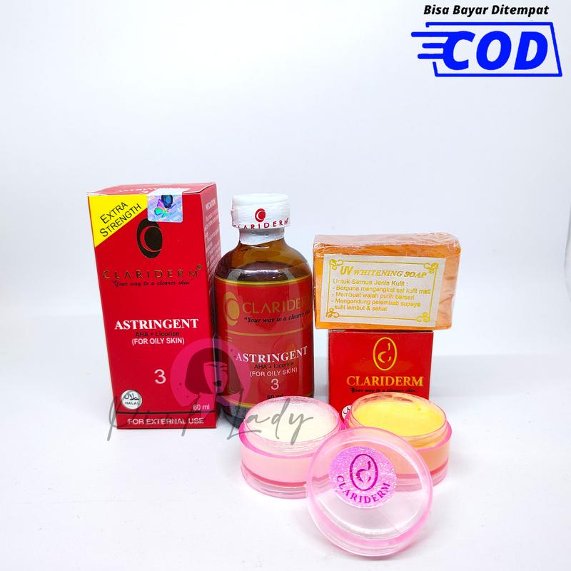 Clariderm Astringent Alkohol No 3 ORIGINAL dan Cream susun Claridem Siang Dan Malam plus sabun Orange Whitening soap original 0