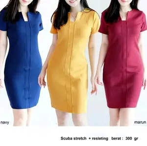 FANY DRESS MIDI KANTOR BAHAN SCUBA PREMIUM