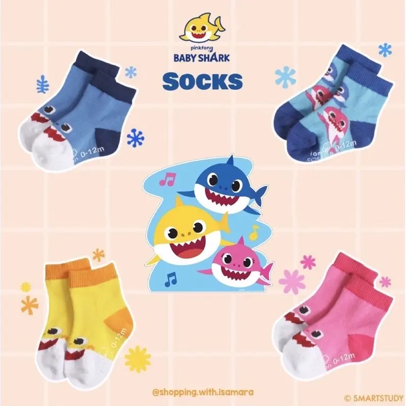 Kaos kaki Pinkfong Baby Shark x I am Cotton / Socks