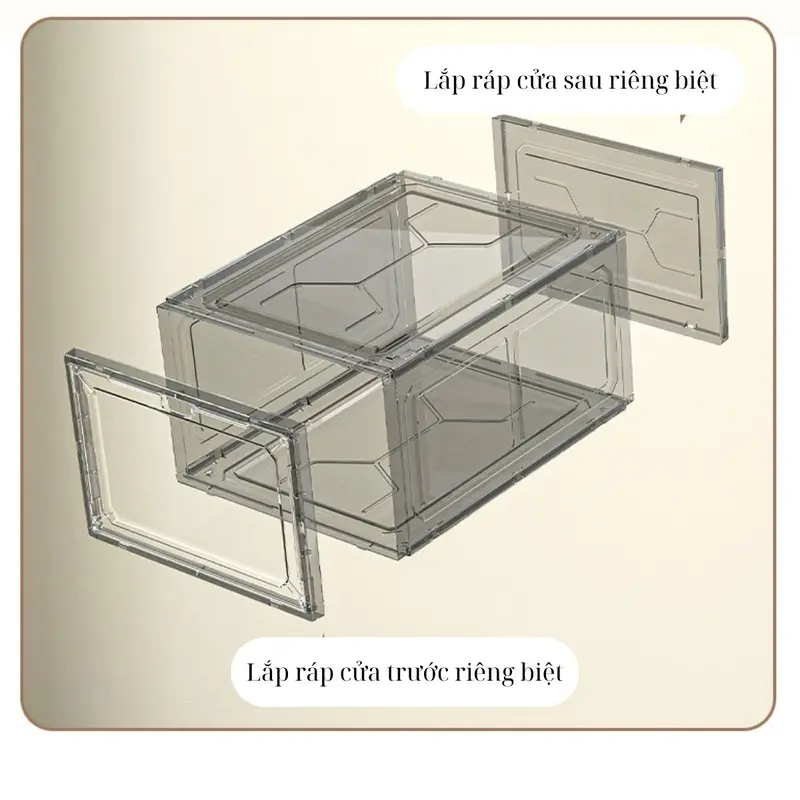 Hộp đựng giày dép nhựa cứng nắp mica của nam châm size lớn - Takora 2