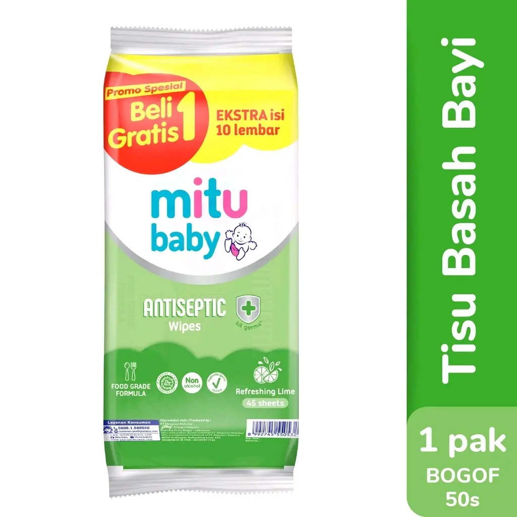 Mitu Baby Wipes Antiseptic Buy 1 Get 1 - Tisu Basah Bayi Tissue