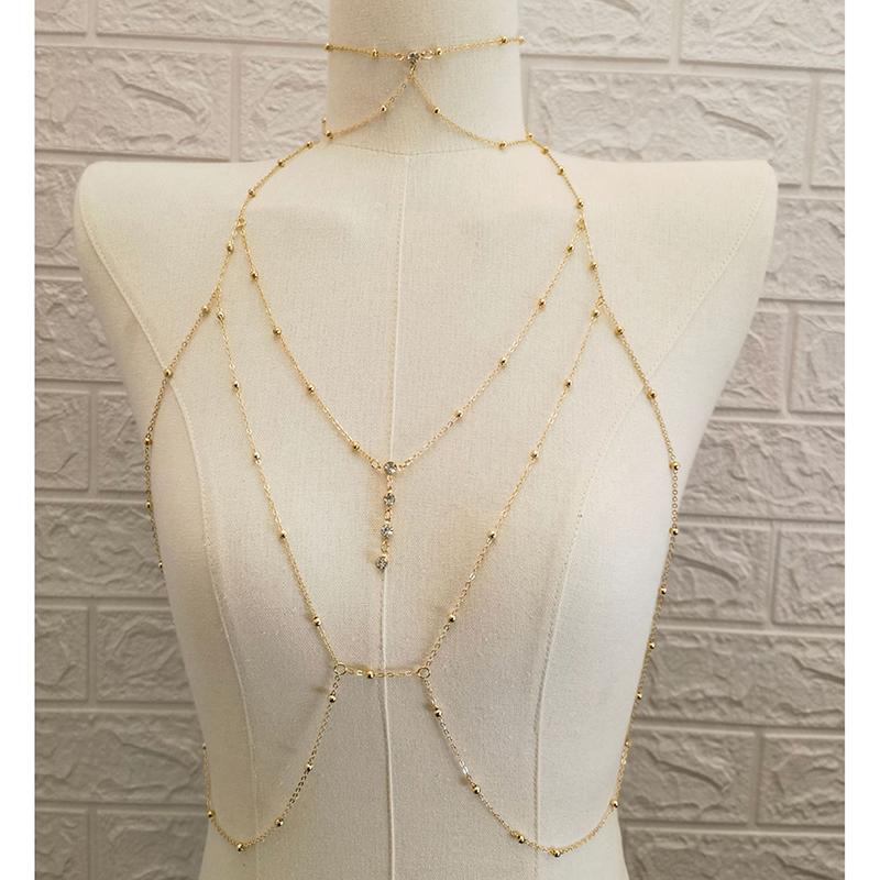 Product Introduction of Metal Body Bust Chain  for Women Sexy Style Hollow Bikini Ladies Breast  Body Chain Decoration Fashion 12