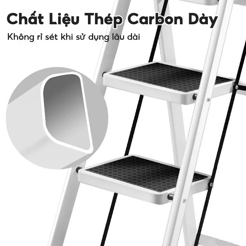 Decroom Thang gấp thép carbon, thang cuốn dụng cụ, 3-7 tầng, chịu lực 500kg, đóng gói gia cố chịu lực, thang gấp gia đình, Dễ dàng di động. 3
