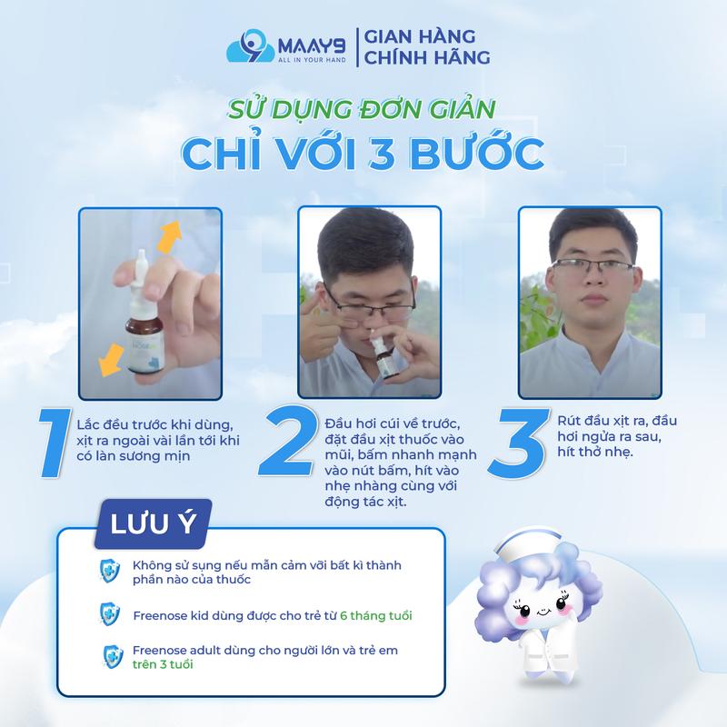 Xịt mũi nước muối ưu trương Novocare Freenose giảm ngạt mũi, chảy nước mũi, giảm sung huyết, duy trì độ ẩm mũi 20ml 9