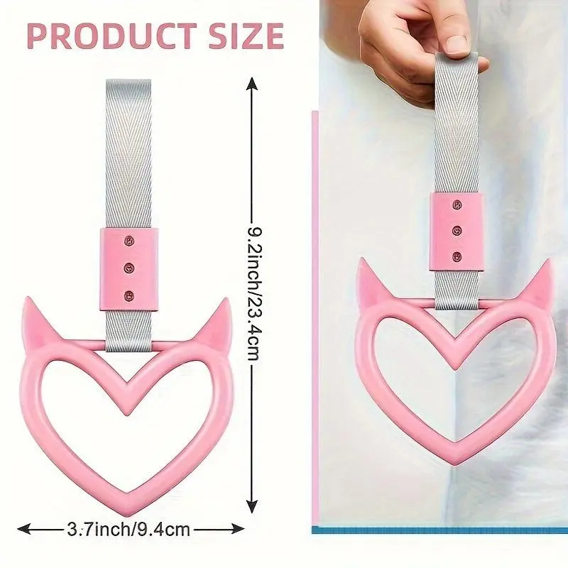 Universal Car Bumper Warning Ring, Portable Car Heart Shaped Handle Strap, Bumper Decoration Accessories for Vehicle, Bus, Truck 1