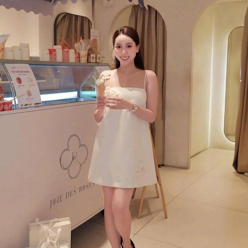   SALE  Váy 2s Thiết Kế Dáng Xuông Vai Mix Nơ Dành Cho Nữ K71 