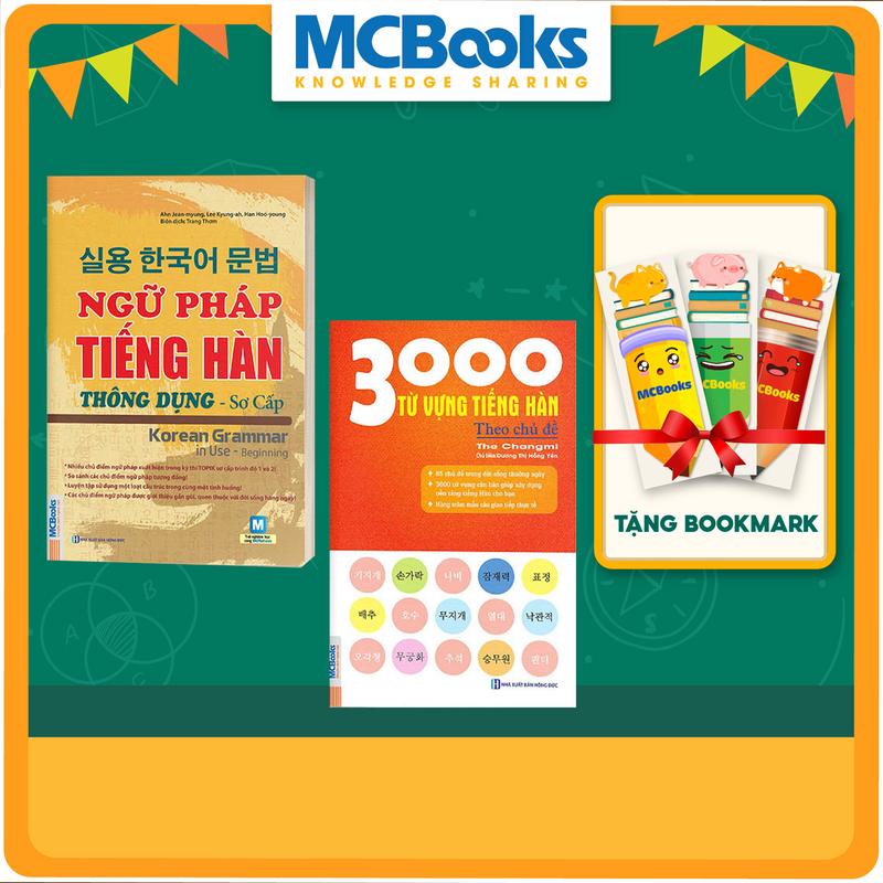 Sách Combo Ngữ pháp tiếng Hàn thông dụng (Sơ cấp) và 3000 Từ vựng tiếng Hàn theo chủ đề - Tặng Bookmark