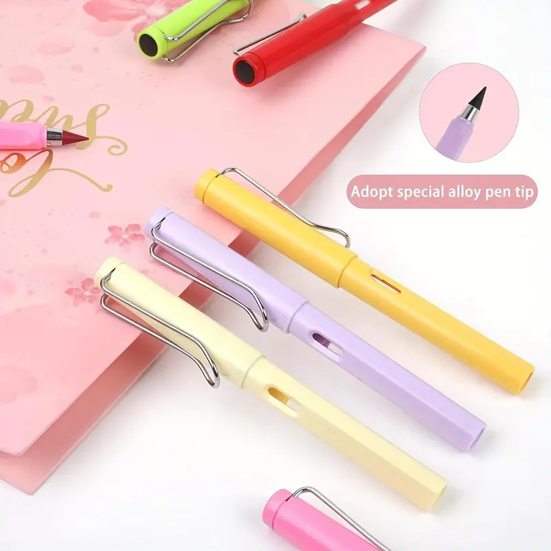 12 Colors Forever Pencil with Eraser, 12pcs Long Lasting Writing Infinity Pencil, Never Sharpen Everlasting Inkless Pencil for Sketch, Drawing 5
