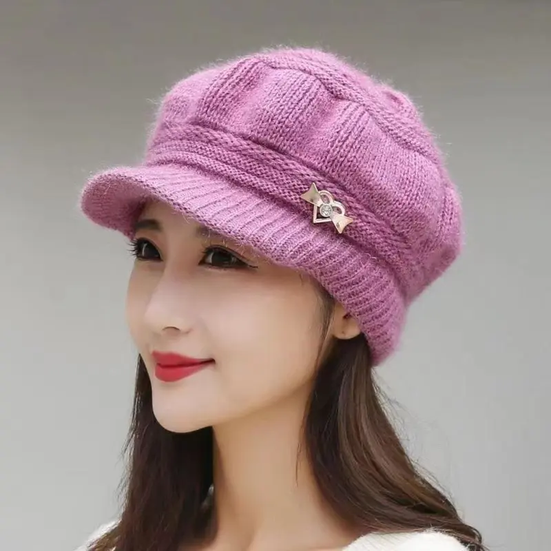 Mũ Dệt Kim, Thời Trang, Chống Gió, Giữ Nhiệt, Mũ Nồi Bí Ngô, Mũ Lưỡi Trai, Bảo Vệ Tai, Dành Cho Nữ 4