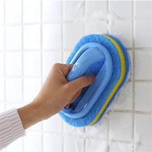 Esponja exfoliante para baño, 1 unidad Cepillo de limpieza con mango, Herramienta de limpieza para el hogar para azulejos y bañera