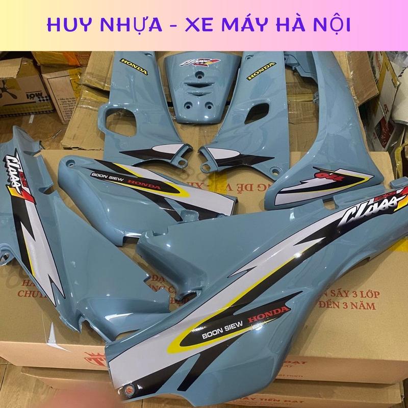 Dàn Áo Wave Nhỏ Cao Cấp 2000 2005 Bộ Vỏ Xe Wave Alpha Kèm Tem 3 Lớp Dàn Áo Wave Alpha màu Xanh Xi Măng Nhãn Dán Decal