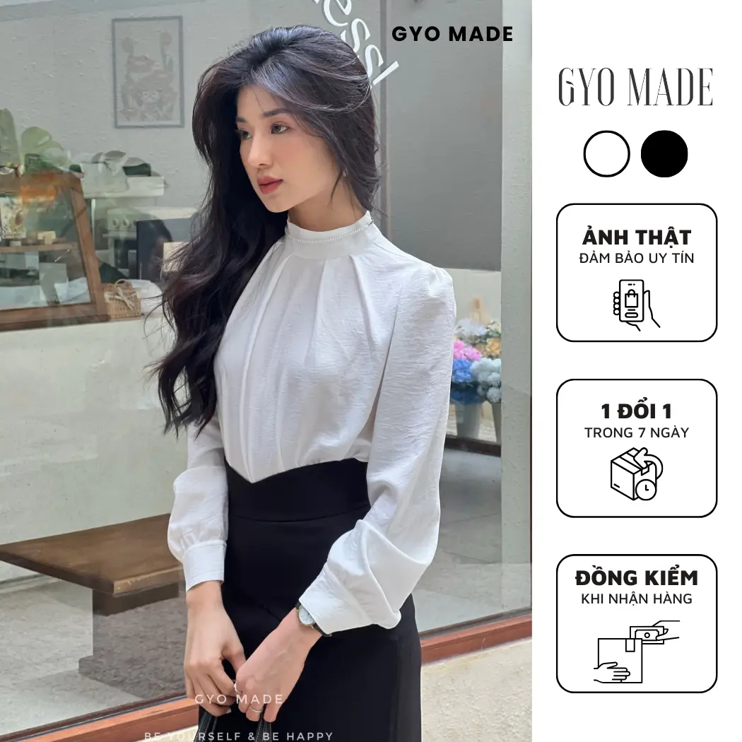 Áo Lụa Cổ Nhún Gyo Made Chất Liệu Lụa Đũi Mềm Mại, Mặc Mát Và Thấm Hút Tốt - GA016CF