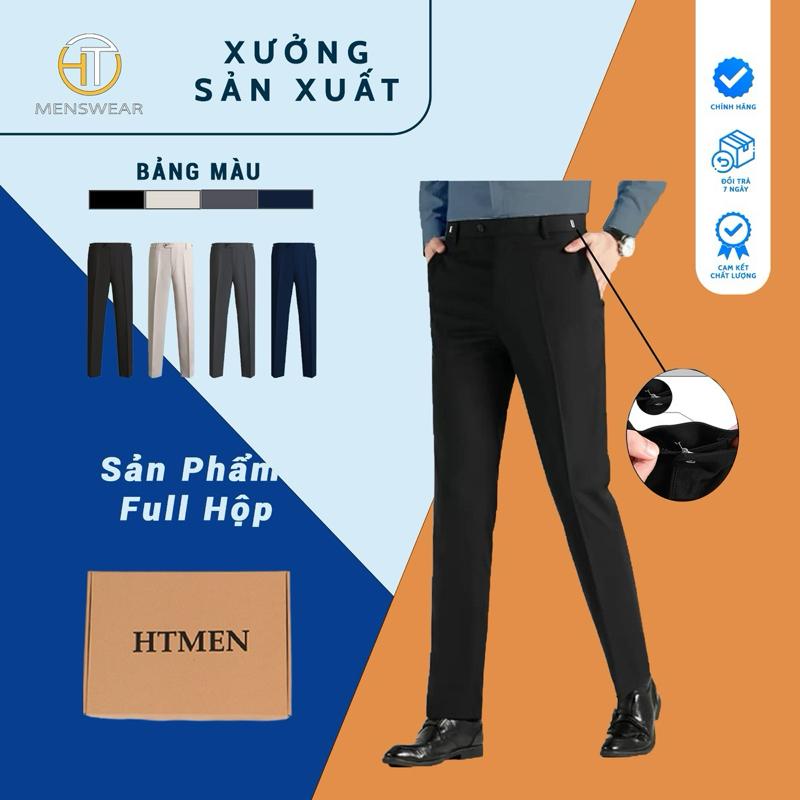 Quần âu nam cạp trượt Luxury HT Menswear chất vải chéo Tuytsi 79 cao cấp - Pants Ong