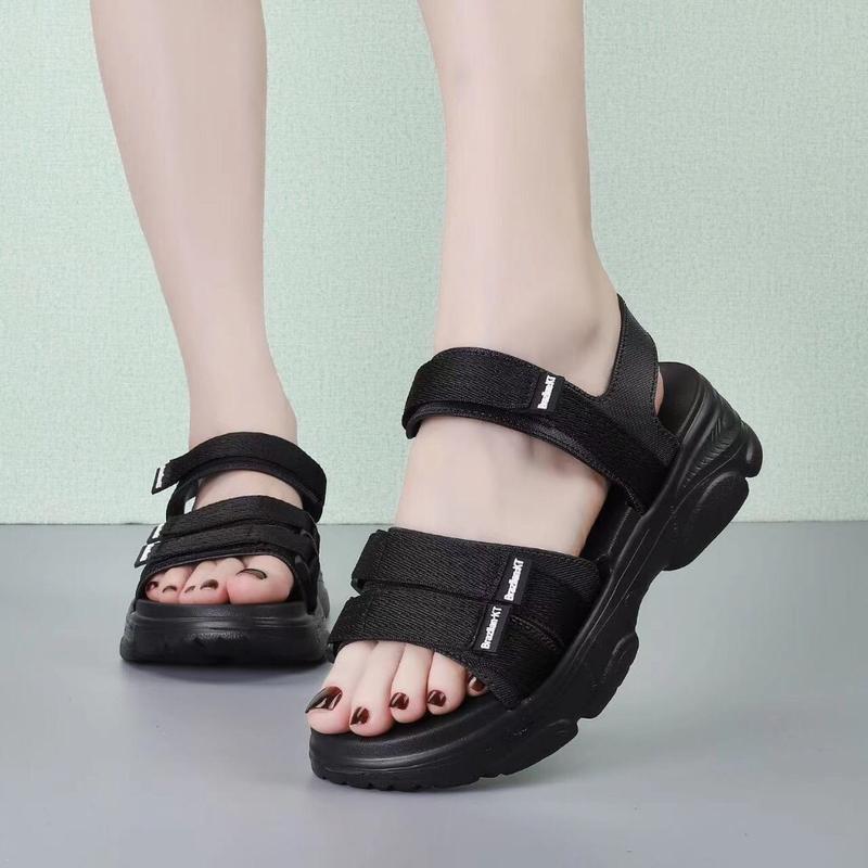 001 Dép sandal nữ siêu xinh- Dép quai hậu nữ quai dán nâng chiều cao Shoes  Cao Su GiàY DéP Quai Chéo sandal  vải