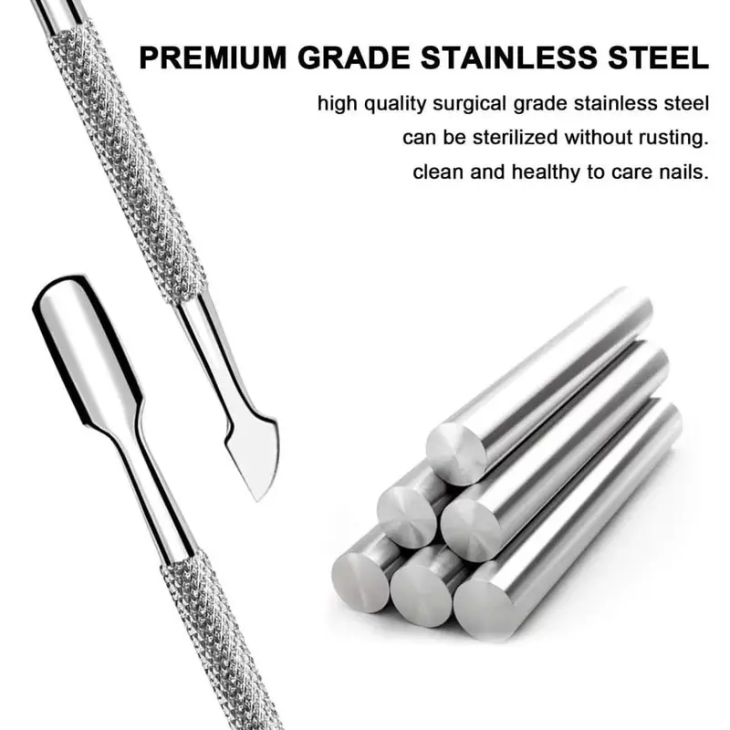 Alat Pendorong Kulit Kutikula Nail Pembersih Kuku Kutikula Pusher Manicure Cuticle Pusher Stainless Steel 5