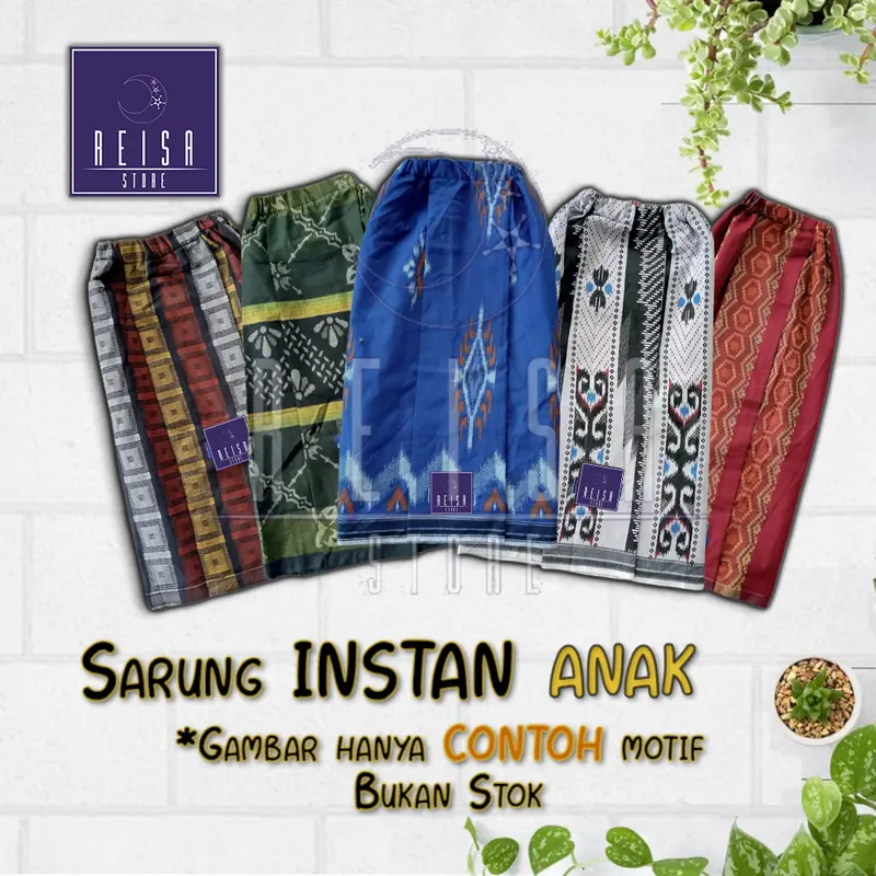 Sarung Anak  Cowok Laki, Sarung Instan Anak  Remaja bahan adem, mudah dipakai, sarung ngaji Kain Motif Muslim 3