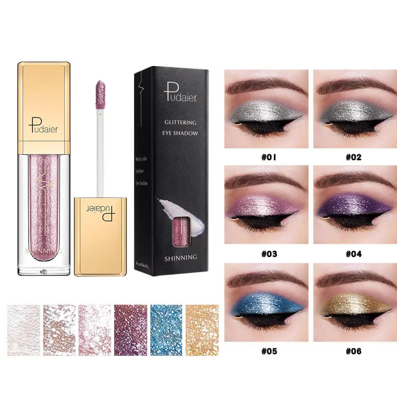 New Make Up Liquid Eyeshadow Waterproof Glitter Pigments Purple Gold Metalic Women Beauty Gel Eye Shadow Cream 18 Colors Makeup