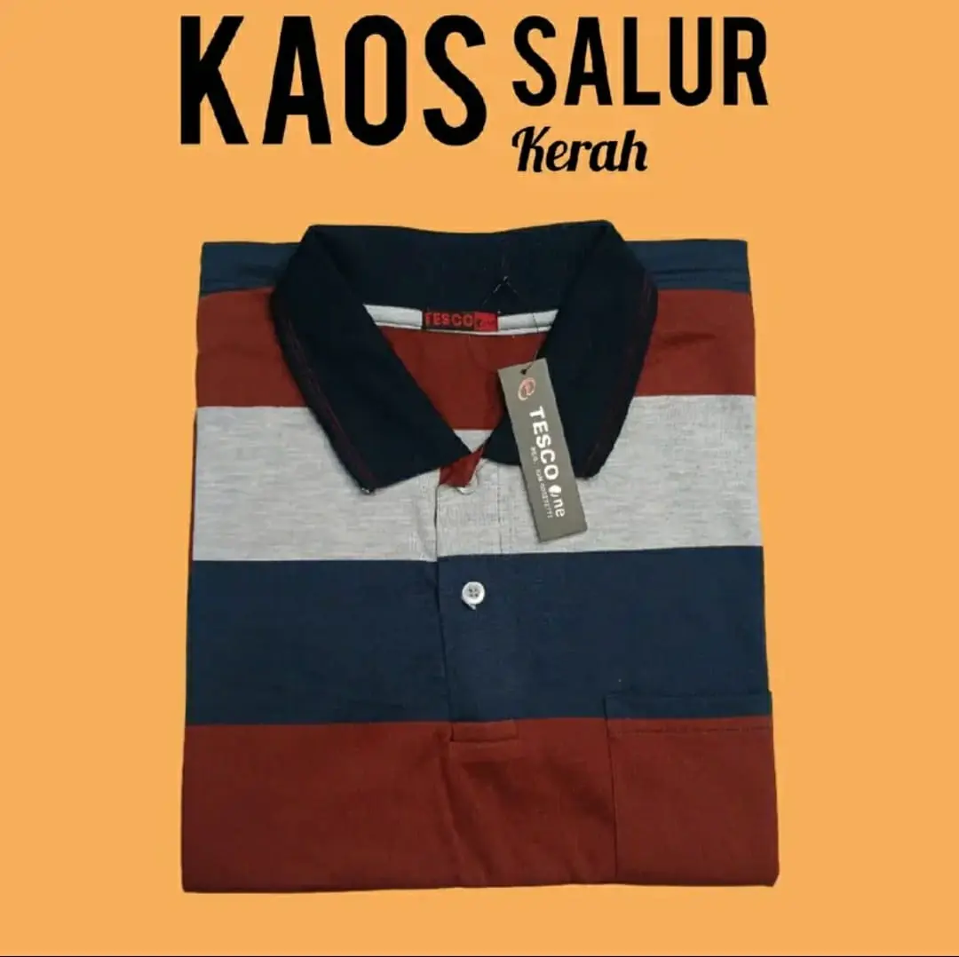 Kaos Kerah Salur Pria Dewasa Saku Depan Lengan Pendek/Kaos Kerah Garis Garis Terbaru/Kaus Salur Bapak ada saku Motif Polo Polos Tebal Lengan Pendek