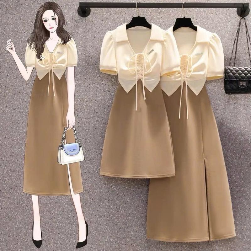 ĐẦM 2 món dáng A thun ruby mềm mại đứng from dành cho nữ chubby từ 58 đến 92kg tôn dáng đầm cặp polo