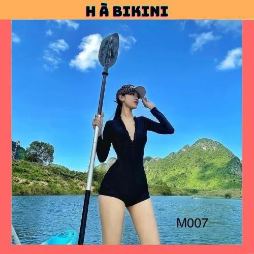 [Size S, M,L,XL] Bikini đồ bơi đi biển 1 mảnh khoá kéo tay dài  form short kín đáo HÀ BIKINI