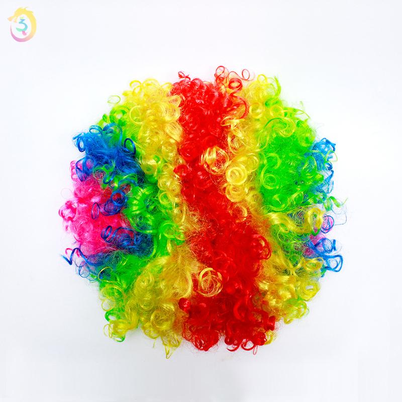Tóc Giả Chú Hề Nhiều Màu Xoăn Hoá Trang Halloween Vui Nhộn Wig 3