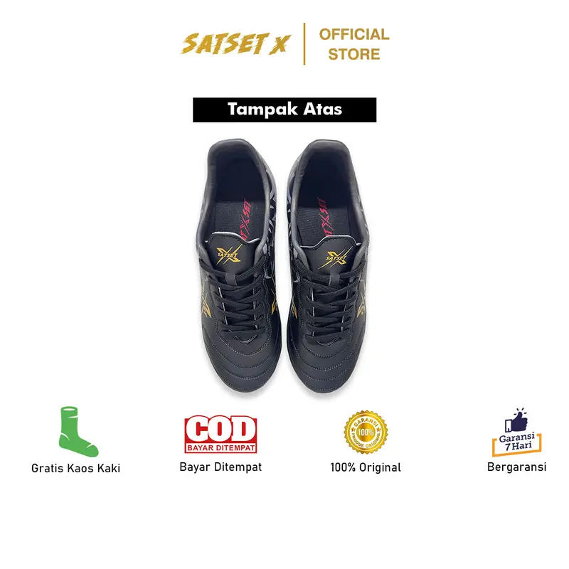 Sepatu Futsal Satset X Leopard Speed Ls In Original Black Gold 4
