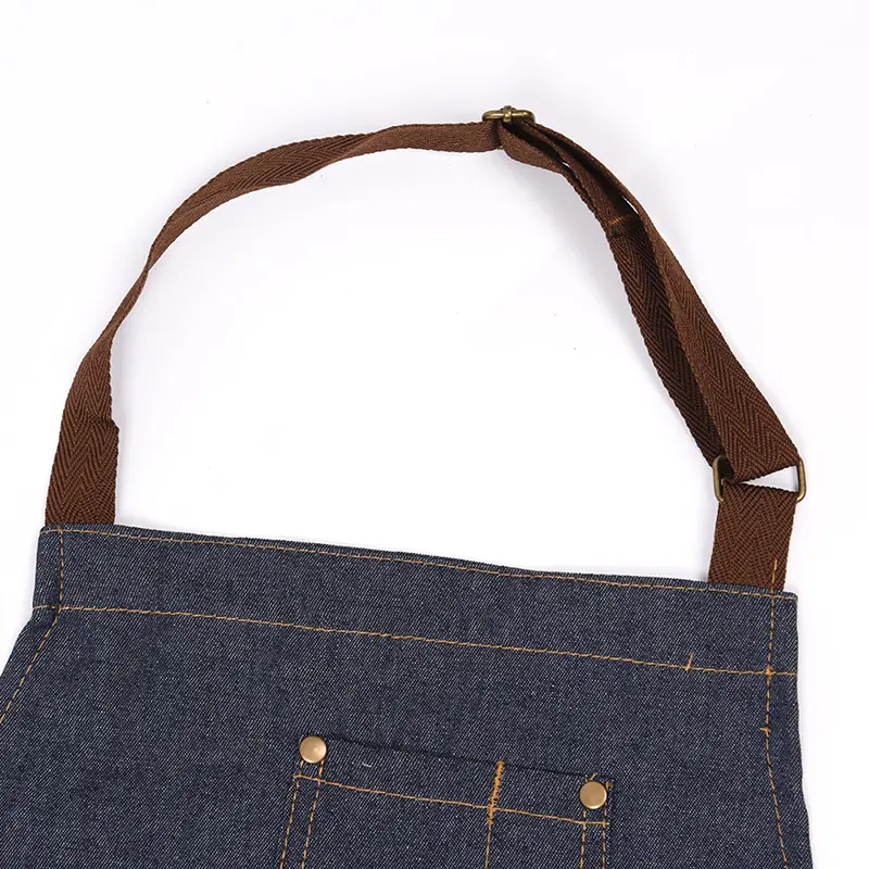Váy Tạp Dề Yếm, Dành Cho Người Lớn, Màu Xanh Denim, Thích Hợp Để Nấu Ăn, Nhà Bếp, Phục Vụ Khách Hàng, Có Túi, Làm Việc Nhà Hàng 4