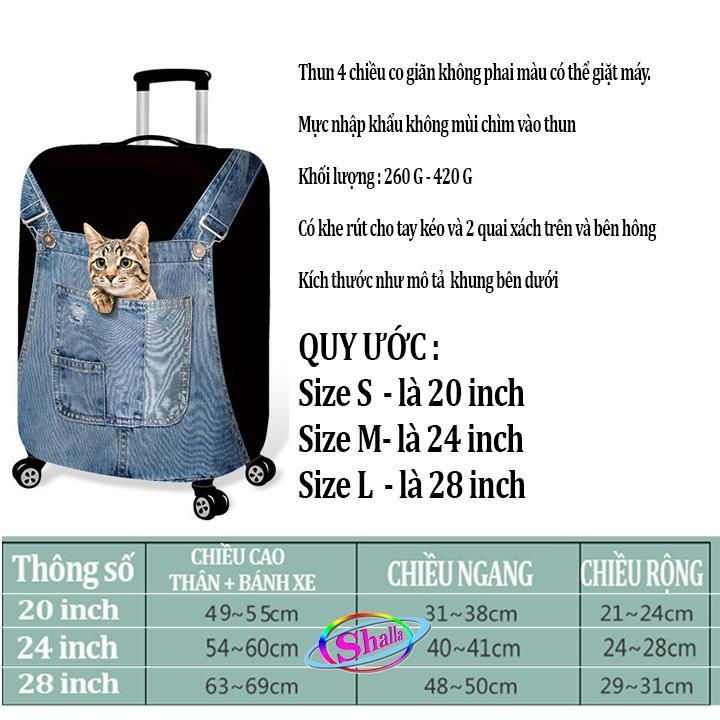 Trùm vali inch 3d thun 4 chiều co giãn hình cô bé yoga SIZE 20 -24 -28 H1991 Nhung Phụ Kiện 1