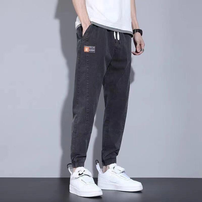 Quần Jean Nam, Phổ Biến, Thích Hợp Cho Giới Trẻ, Mỏng Và Co Giãn, Eo Co Giãn, Thích Hợp Cho Học Sinh Trung Học Cơ Sở, Buộc Mắt Cá Chân, Đi Chơi, Phong Cách Rửa Sạch, Quần Ôm Sát Menswear Pants Có Túi 8
