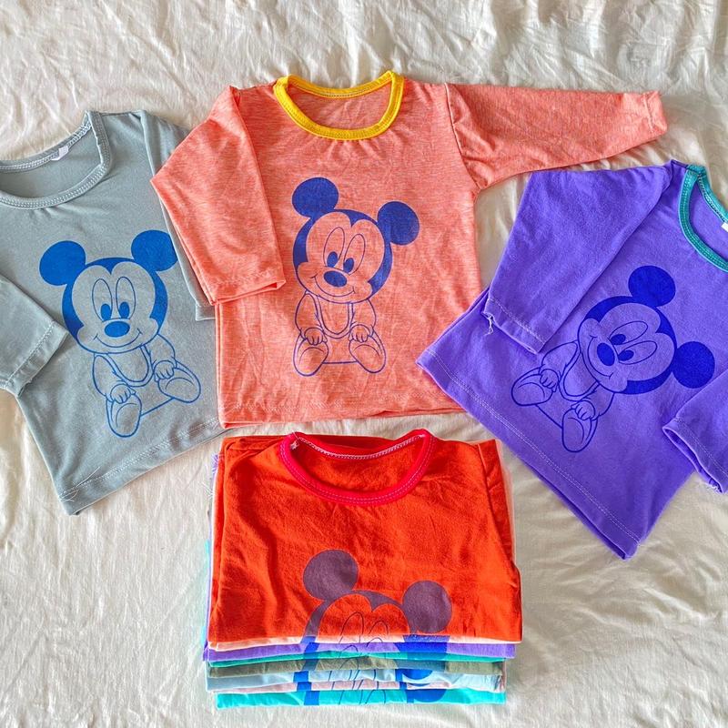 90k combo 5 áo dài mickey cho bé trai và bé gái , chất cotton,size 3-17kg