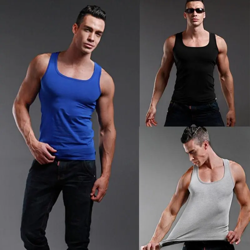 Mens Bodybuilding Tank Tops New Square Collar Tank Top Shirt Fitness Men Summer Vest Clothing Singlet
